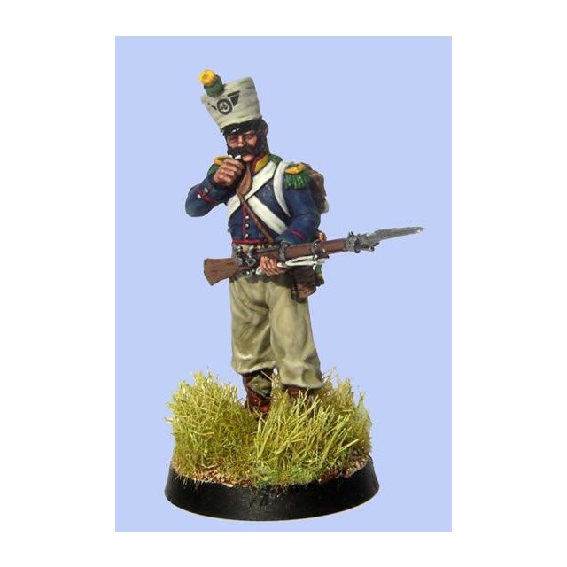 French Voltigeur in sleeved waistcoat,covered shako and Spanish