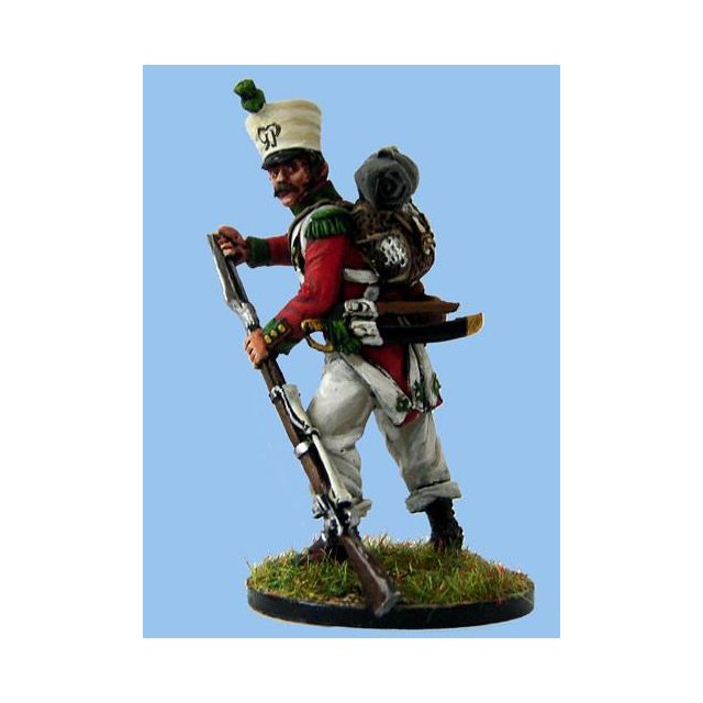 French Voltigeur in habit and covered shako ramming musket
