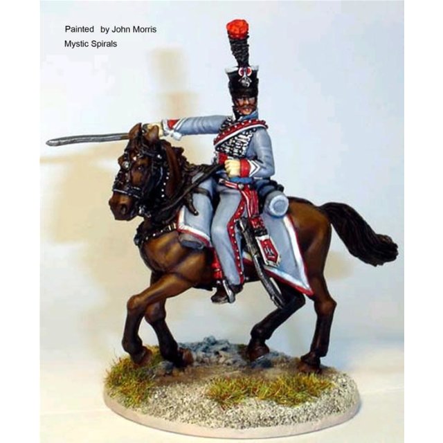 French Hussar Officer pointing with sword,cantering horse (2 hea