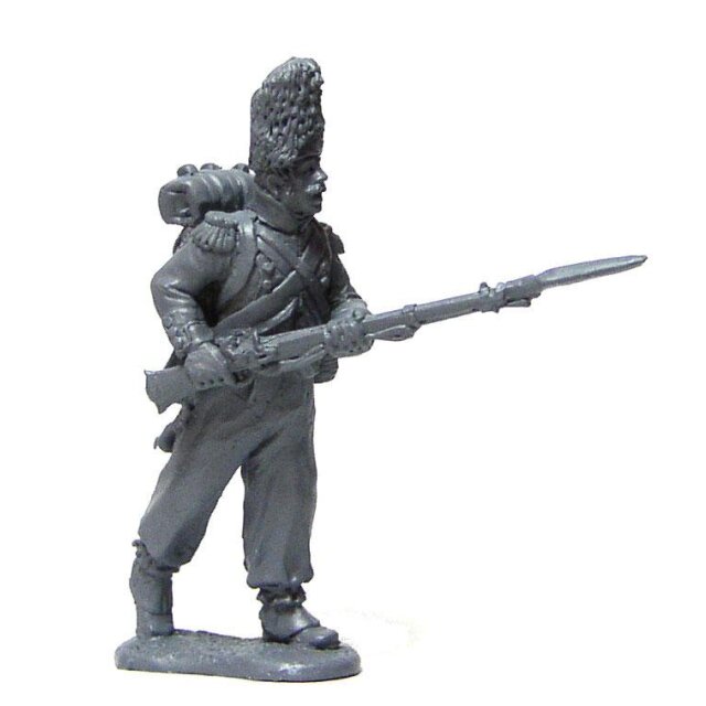 French Line Grenadier advancing ,leveled musket in habit and bea