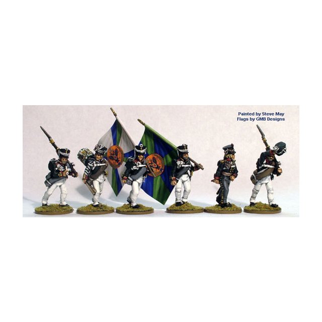 Infantry command marching casually, summer dress (1809 Kiwer)