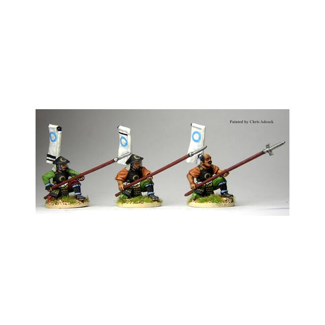 Yari Ashigaru kneeling receiving cavalry