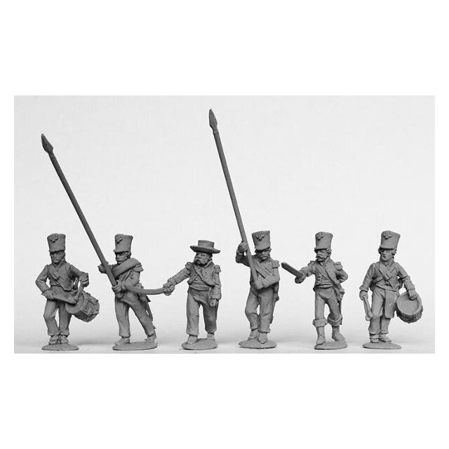 Infantry command in plain bell-top shakos and tailless jackets 1