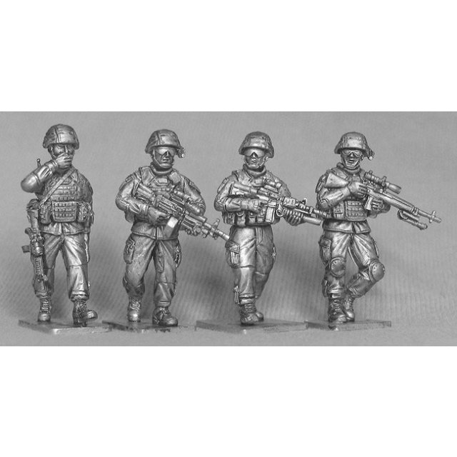 Four US infantry on patrol